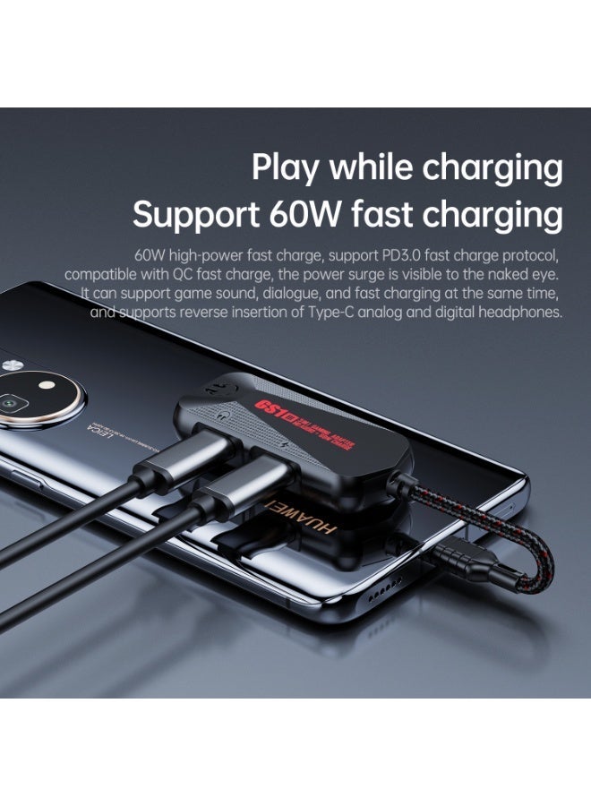 Plextone GS1 Type-C 3-in-1 Gaming Audio Adapter, 60W PD Fast Charging + 3.5mm Hi-Res Sound Card, Type-C to Aux Converter with Mic Support for Android, RedMagic, Black Shark, Xiaomi, Huawei, iPhone 15/16/17 Series, iPad, MacBook, Laptops, and Other Type-C Devices - Image 2